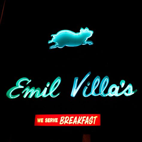 Emil Villa's Hickory Pit, San Leandro, California San Leandro California, Animal Signs, California History, Vintage Neon, Oakland California, Pet Signs, Family Values, California Coast, Beautiful City