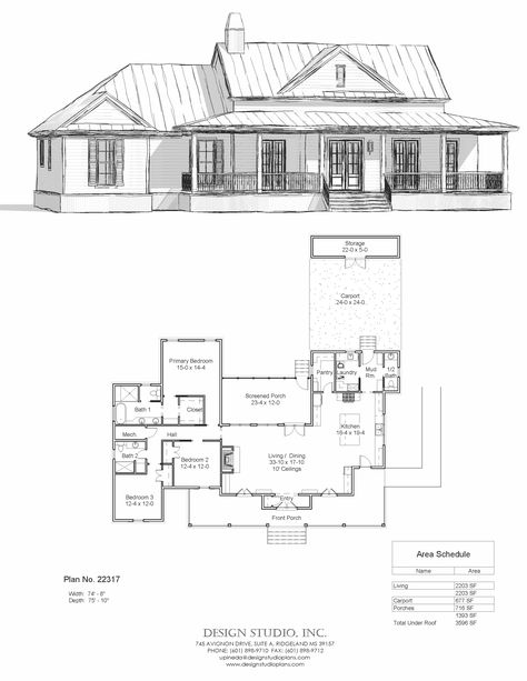 New Farmhouse, 3 bedroom 2.5 Bath Carport Southern Traditional w/ Wrap Around Porch Wrap Around Porch With Carport, House With Wraparound Porch, House Wrap Around Porch, House With Wrap Around Porch, New Farmhouse, Studio House, Southern Traditional, Black Barn, Farmhouse Porch