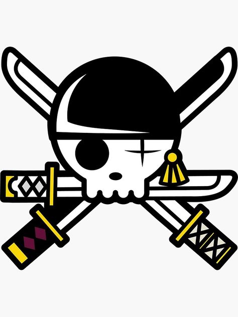 "Zoro Roronoa Straw Hat Pirates Jolly Roger Sticker" Sticker for Sale by Vesperune | Redbubble Zoro Sticker, Straw Hat Pirates, Zoro Roronoa, Brand Ideas, Jolly Roger, Dessin Adorable, Badge Design, Roronoa Zoro, Straw Hat