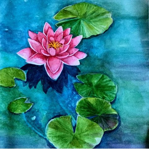 Watercolor lotus flower, river, reflection Louts Flower Drawing, Lotus Flower Watercolor Painting, Lotus Flower Painting Easy, Lotus Flower Painting Acrylics, Lotus Flower Painting Watercolors, Lotus Sketch, Lotus Watercolor Painting, Rose Flowers Drawing, Lotus Flower Watercolor