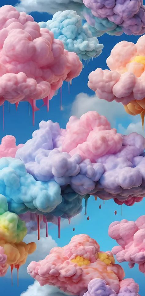 Cotton Candy Clouds Wallpaper, Purple Cloud Aesthetic, Colorful Wallpaper Iphone, Nubes Aesthetic, Imagination Aesthetic, Cotton Candy Wallpaper, Candy Texture, Background Clouds, Summer Prints Wallpaper