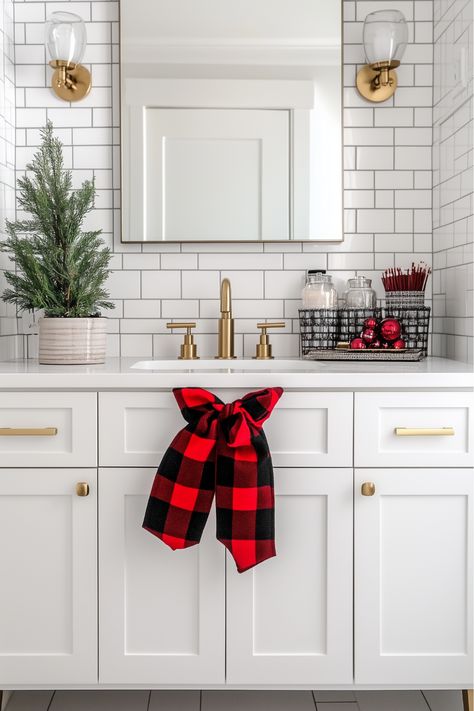 Adding Christmas bows is such a fun way to give your bathroom a festive feel! I tied a few around cabinet handles and towel racks, and it completely transformed the space. Don’t love bulky bows? Try delicate ribbons instead for a simple, elegant touch. Where would you add bows in your bathroom? Christmas Bathroom Decor Ideas, Christmas Bathroom Decor, Christmas Bathroom, Towel Racks, Bathroom Decor Ideas, Christmas Bows, Easy Christmas, Simple Elegant, Cabinet Handles