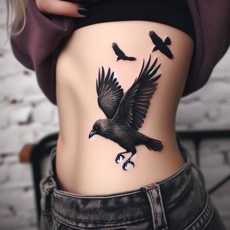 Raven Tatoos, Ravenhood Tattoo, Raven Feather Tattoo, Ravens Art, Raven Tattoos, Maria Tattoo, Rabe Tattoo, Crow Tattoo Design, Shadow Tattoo