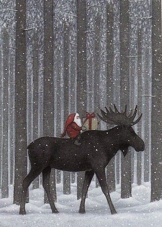 Moose Lodge, Witch Pictures, Christmas Moose, Winter Illustration, Swedish Christmas, Woodland Christmas, Winter Animals, Happy Paintings, Snowy Day