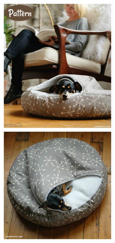 Burrow Dog Bed Sewing Pattern  #petbeds #easysewingprojects #sewingpattern Burrow Dog Bed Diy, Clothes For Dogs Diy Free Pattern, Sewing Pet Bed, How To Sew Dog Bed, Diy Dog Burrow Bed Pattern, Diy Dog Mattress, Diy Dog Beds For Small Dogs, Pet Beds Diy, Sewing For Dogs