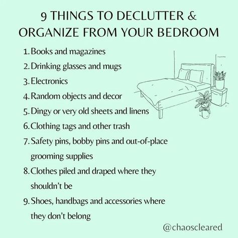 Tidy Inspiration, Declutter Room, How To Organize Bedroom, How To Declutter Your Home Room By Room List, Tips To Declutter Bedroom, How To Declutter, How To Declutter Your Bedroom Checklist, Declutter Bedroom Checklist, Declutter Bedroom Checklist Minimalist