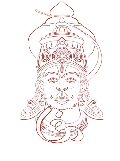 Shiv And Hanuman Together Tattoo, Mukut Design Drawing, Hanuman Tattoo Stencil, Bajrang Bali Tattoo, Hanuman Tattoo Design, Hanuman Design, Hanuman Tattoo, Geometric Sleeve Tattoo, Buddhist Art Drawing