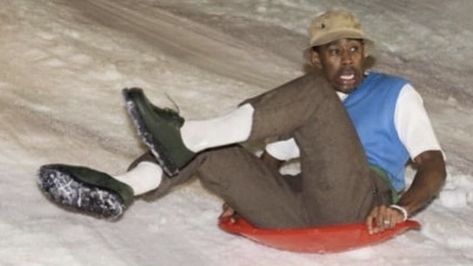 tyler the creator sledding sledded snow hill funny banner Old Black Man, Tyler The Creator Wallpaper, Odd Future, T Baby, Flower Boys, Black Man, Tyler The Creator, Sled