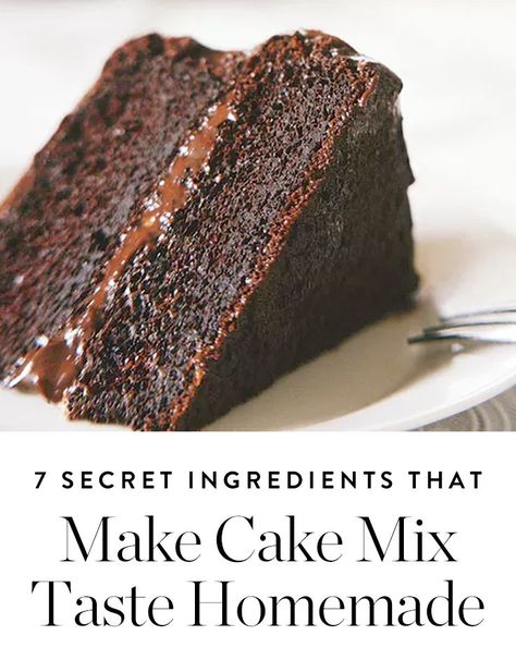 How to Make Box Cake Mix Taste Homemade: 7 Secret Ingredients To Try #purewow #food #cake #cooking #hack #baking Make Cake Mix Taste Homemade, Box Cake Mix Taste Homemade, Cake Mix Taste Homemade, Chocolate Box Cake, Make Box, Boxed Cake Mixes Recipes, Devils Food Cake Mix Recipe, Cake Hacks, Devils Food