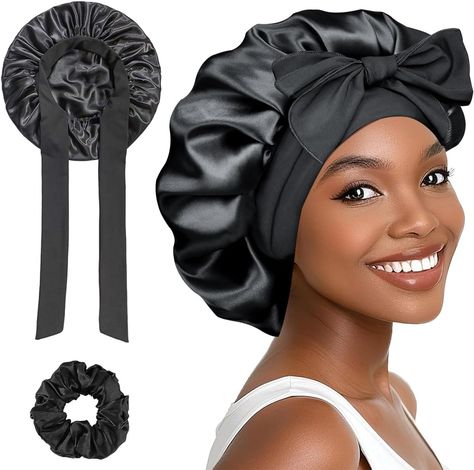 1PC Satin Bonnet, Silk Sleep Bonnets For Women, Adjustable Satin Night Sleeping Cap Soft Elastic Band Silk Bonnets For Sleeping, Hair Bonnet With Tie Band For Curly Hair Braid Women Hair Knotting, Curly Hair Braid, Silk Sleep Bonnet, Sleeping Cap, Hair Clean, Curly Hair Braids, Silk Bonnet, Bonnet Cap, Hair Knot