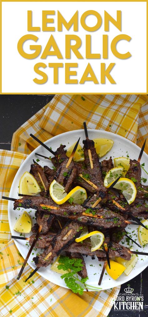 Lemon Garlic Steak, Quick Beef Recipes, Steak Grilled, Grilled Garlic, Garlic Steak, Creamy Chicken And Rice, Beef Round, Veal Recipes, Grilled Flank Steak