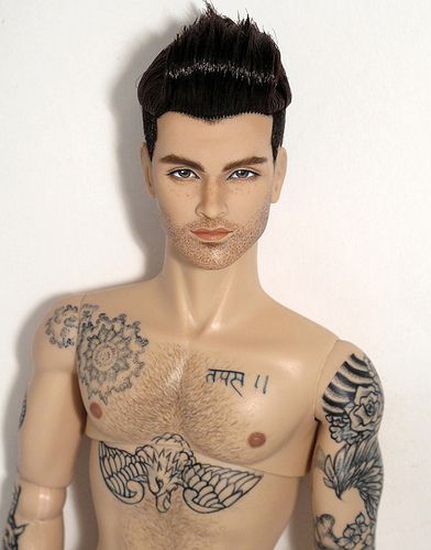 OOAK Male Fashion Royalty Doll. Tattoos and scruffy beard. Barbie Tattoo, Chicos Fashion, Scruffy Beard, Play Barbie, Guys And Dolls, Male Doll, Adam Levine, Ken Doll, Maroon 5