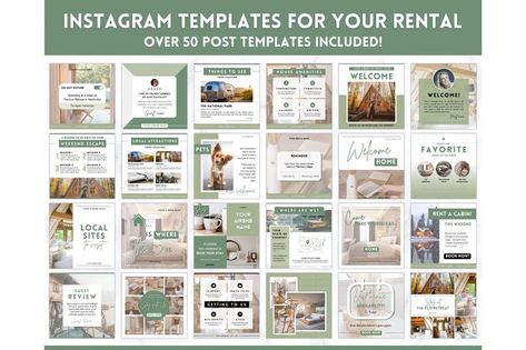 Airbnb Instagram Post Ideas, Airbnb Social Media Posts, Airbnb Post Ideas, Airbnb Instagram Feed, Moodboard Template, Airbnb Templates, Airbnb Superhost, Social Media Management Business, Etsy Digital Products