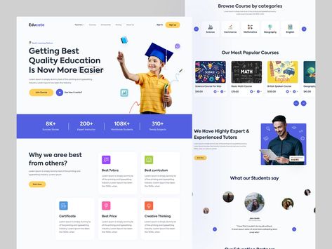 Kids E-Learning Website by Jawadd on Dribbble E Learning Website, Tutor Website, Learning Website Design, Educational Website, Freelance Web Design, Photographer Website, Math Tutor, Simple Math, Information Architecture