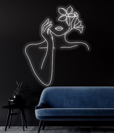 #NeonLightSigns #BrightIdeas #NeonSigns #BrightIdeas Parlor Design, Room Ideas Led Lights, Line Art Rose, Abstract Art Woman, Lights For Wall, Wall Bedroom Decor, Beautiful Salon, Esthetician Room Decor, Esthetics Room