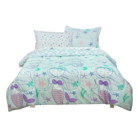 Harriet Bee Aoife Comforter Set & Reviews | Wayfair Mermaid Bed, Whimsical Bedding, Mystical Mermaid, Mermaid Bedding, Nailhead Headboard, Scales Pattern, Pretty Fish, Best Bedding Sets, Velvet Upholstered Bed