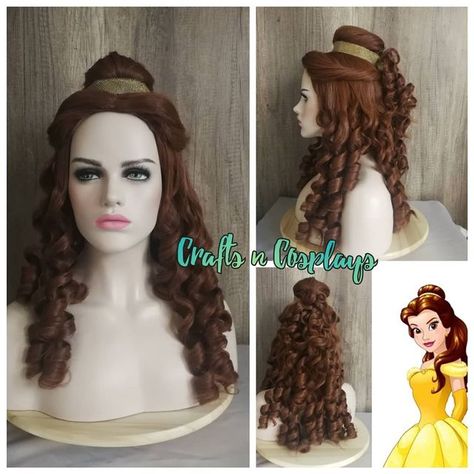 Crafts n Cosplays on Instagram: "Another Belle wig to add to the line up ☺ This is my budget version take#3, hard front wig with a clip on bun. #wigstyling #wigcommission #cosplaywigshop #cosplaywigs #craftsncosplays #bellecosplay #bellewig #disneywig #beautyandthebeastcosplay" Belle Wig, Hair Aesthetics, Belle Cosplay, Cosplay Wigs, The Beast, The Line, Beauty And The Beast, Clip On, Budgeting