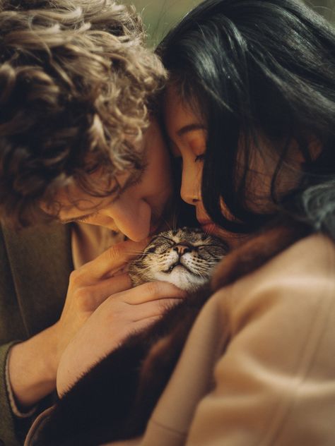 Cat Family Photo, Cat Family Portrait, Pet Family Photos, Candid Couple Photos, Pet Photography Poses, Family Pet Photography, Candid Couple, Animal Photoshoot, Home Photo Shoots