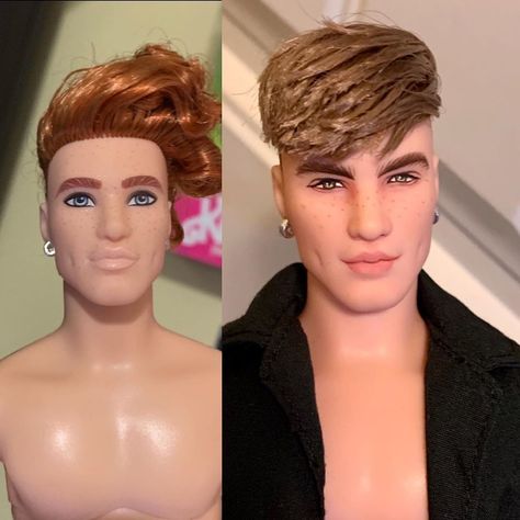 @cyguy83: “🏳️‍🌈BMR Ken doll (Tate) Repaint🏳️‍🌈 And reroot I did! BEFORE & AFTER #kendoll #barbiedoll…” Doll Repaint Tutorial, Realistic Barbie, Barbie Fashionista Dolls, Barbie Family, Doll Makeup, Male Doll, Barbie Fashionista, Beautiful Barbie Dolls, Ken Doll