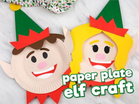 Make these festive paper plate elf boys and girls! They're easy to create when you download the free printable template! Paper Plate Elf, Elf Craft For Kids, Xmas Crafts Kids, Elf Craft, Plate Crafts For Kids, Kindergarten Christmas Crafts, Elf Crafts, Paper Plate Crafts For Kids, Fun Christmas Crafts