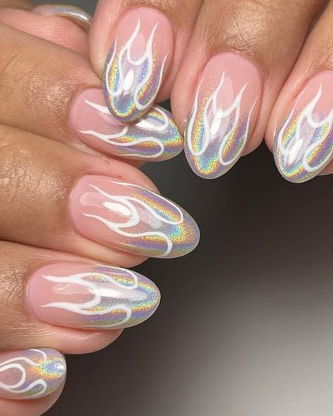 Luminary Nail Systems on Instagram: "Where do you find your nail art inspiration? Tell us in the comments!  @brisey.nailhouse 🙋‍♀️🩷  Embrace the journey of self-discovery and personal growth.  #chomenails #holonails #almondnails #flamenails #luminarynailsystems #luminarynails #luminary #luminarymani #multiflexgel #structuredmani  #structuredmanicure" Luminary Nails, Pink French Nails, Reflective Nails, Holo Nails, Mens Nails, Beauty Hacks Nails, Edgy Nails, Embrace The Journey, Cute Gel Nails