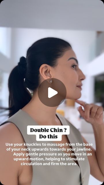 Uma Ghosh | Holistic Beauty Educator on Instagram: "Face yoga and face massage are powerful tools in reducing the appearance of a double chin because they work by toning and strengthening the muscles in the neck, jawline, and face. These techniques stimulate blood circulation and lymphatic drainage, which helps to reduce puffiness and eliminate excess fluid retention that can contribute to the appearance of a double chin.  By regularly engaging in specific exercises and massage movements, you can firm and lift the skin, creating a more defined and sculpted jawline. Remember consistency is key." Eliminate Double Chin, Double Chin Face Yoga, Chin Massage, Sculpted Jawline, Massage Movements, Double Chin Exercises, Chin Exercises, Instagram Face, Fluid Retention