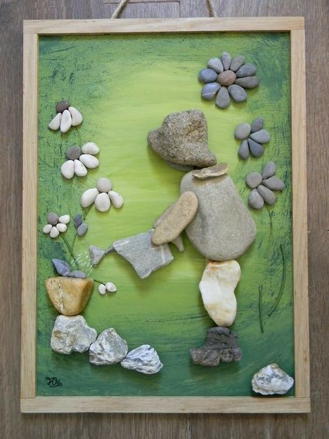 Beach Rock Art, Stone Pictures Pebble Art, Art Coquillage, Stone Wall Art, Pebble Art Family, Diy Rock Art, Art Stone, Rock And Pebbles, Stone Walls