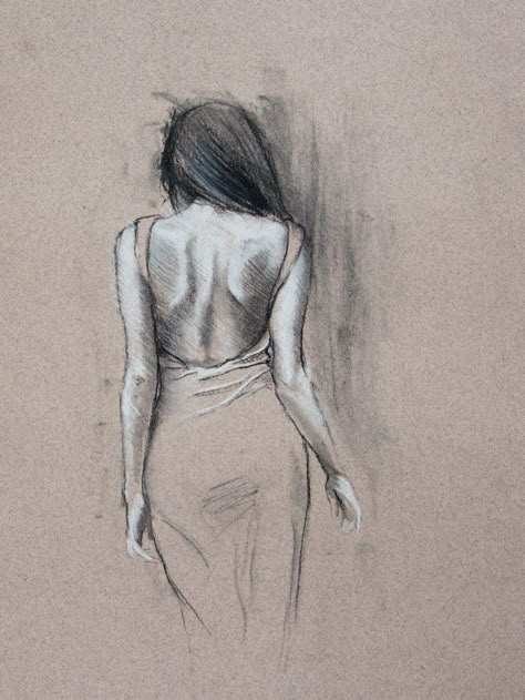 Back Sketch Women, Female Back Drawing, Womens Drawing, Woman Figure Drawing, Sketches Of Women, Back Sketch, Woman Body Sketch, Women Sketch, Abstract Painting Diy