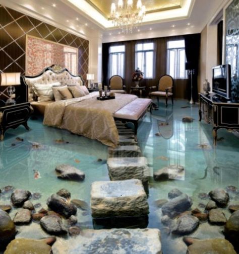 3D Waterfall Floor Mural – make people stare at your floor more, in a good way Reka Bentuk Bilik Tidur, 3d Flooring, 3d Square, Romance Aesthetic, Beach Living Room, Aj Wallpaper, Hiasan Bilik Tidur, Floor Murals, Floor Wallpaper