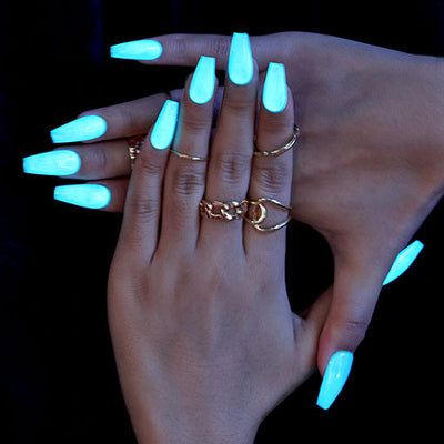 💥CLEARANCE HANDEMADE NAILS (USE REAL NAIL GEL) Nails Medium Length Coffin, Neon Blue Nails, Anniversary Nails, Reflective Nails, Blue Ombre Nails, Nails Medium Length, Royal Blue Nails, Nail Bags, Teal Nails