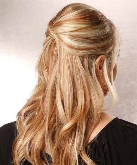 https://encrypted-tbn0.gstatic.com/images?q=tbn:ANd9GcRUgHvEiT4lxw5F0qfXIWnlSqfIGEKx99PE2g&usqp=CAU Strawberry Blonde Highlights, Strawberry Blonde Hair Color, Light Blonde Highlights, Hair Highlights And Lowlights, Easy Updo Hairstyles, Dirty Blonde Hair, Strawberry Blonde Hair, Long Blonde, Half Up Hair