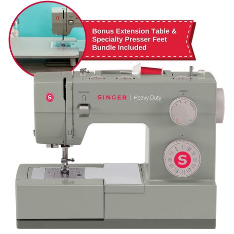 SINGER | Heavy Duty Holiday Bundle - 4452 Heavy Duty Sewing Machine with Bonus Extension Table for Larger Projects, Packed with Specialty Accessories Heavy Duty Sewing Machine, Quilting Guides, Computerized Sewing Machine, Sewing Products, Sewing Machine Reviews, Sewing Essentials, Stitch Fabric, Garment Industry, Extension Table