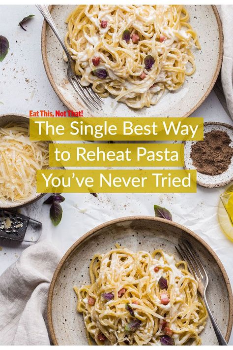 Make leftover pasta taste as delicious as it was the day you cooked it by knowing what the best way to reheat it is. #reheat #pasta #pastahack #reheathack #cookingtip How To Reheat Pasta, Beginner Cooking, Reheat Pasta, Cooking Tips And Tricks, Basic Cooking, Frozen Pasta, Protein Brownies, Cooking For Beginners, Videos Cooking