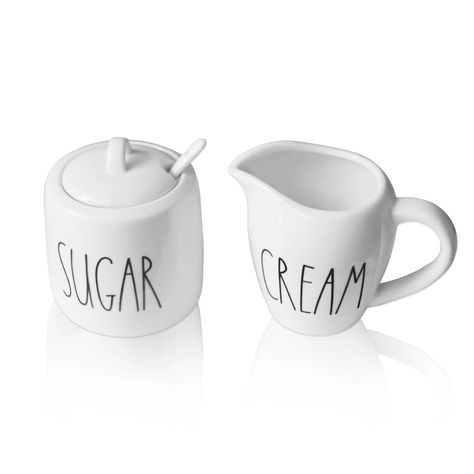 PRICES MAY VARY. FARMHOUSE STYLE --- This sugar and creamer set is a great way to add some farmhouse flair to your coffee or tea time. The ceramic sugar container has the word SUGAR printed on it, and the milk and creamer dispenser has the word CREAM printed on it. It's simple and elegant, and will complement any decor style. INCLUDE SPOON --- The sugar jar has a lid with a slot for the spoon, which is included in the set. You can easily add some sweetness to your cup. Whether you use them at ho Whipped Cream Canister, Coffee Bar Farmhouse, Coffee Creamer Container, Spoon Ceramic, Creamer Container, Bar Farmhouse, Ceramic Sugar Bowl, Sugar Dispenser, Sugar Container