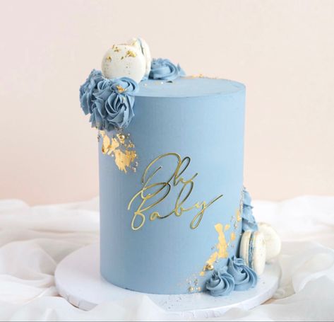 Gateau Baby Shower Garcon, Fall Baby Shower Cake, Blue Baby Shower Cake, Gold Baby Shower Cake, Baby Shower Cakes Neutral, Fantasy Cakes, Christening Cake Boy, Baby Shower Cake Designs, Pastel Baby Shower