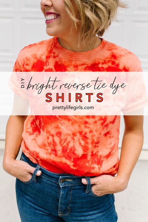 How To Style A Tie Dye Shirt, Tie Dye On Colored Shirts, Reverse Bleach Tie Dye, How To Bleach Tie Dye, Redesign Clothes, Reverse Tye Dye, Bandana Diy, Diy Tie Dye, Bleach Shirt Diy