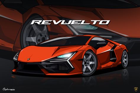 A Lamborghini Revuelto on TE37s Lamborghini Art, Ferrari Poster, Emoji Drawings, Best Jdm Cars, Car Artwork, Cars 2, Car Illustration, Jdm Cars, Lamborghini Aventador