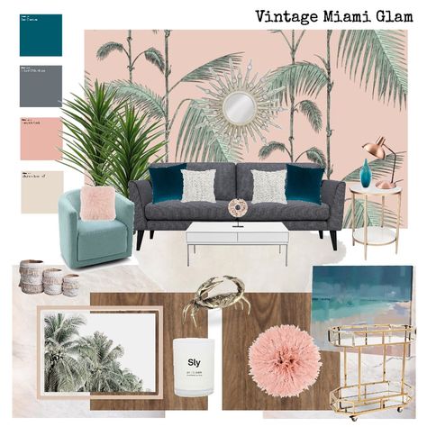 Miami Living Room Decor, Miami Style Bedroom, Miami Style Living Room, Miami Interior Design Living Room, Miami Aesthetic Bedroom, Miami Glam Decor, Miami Inspired Decor, Miami Aesthetic Interior Design, Miami Interior Design Inspiration