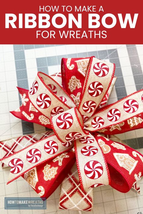 Learn how to create a beautiful and simple multi-ribbon bow for wreaths with this easy step-by-step tutorial! Perfect for beginners and customizable with different ribbons. How To Make Wreaths With Ribbon, Christmas Wreaths To Make Step By Step, How To Make A Fancy Bow With Ribbon, Green Wreath With Ribbon, Making Wreath Bows Easy Diy, Big Bow For Wreath Diy, Three Ribbon Bow How To Make, Valentine Ribbon Crafts, Ribbon For Wreath Diy