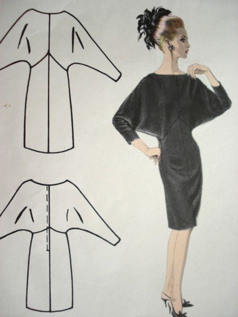 1960s JACQUES HEIM Chic Dolman Sleeve Dress Pattern VOGUE Paris Original 1513 Bateau Neckline Sizzling Style, Bust 31 Vintage Sewing Pattern Dolman Sleeve Pattern, Batwing Sleeve Pattern, Mode Batik, Dolman Sleeve Dress, Vogue Dress Patterns, Patron Vintage, Batwing Dress, Vintage Dress Patterns, Dress Making Patterns