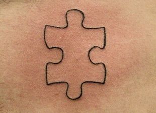 Simple Puzzle Piece Tattoo, Tiny Puzzle Piece Tattoo, Jigsaw Tattoo, Puzzle Tattoo, Puzzle Piece Tattoo, Puzzle Tattoos, Tattoo Foot, Awareness Tattoo, Wedding Ring Finger