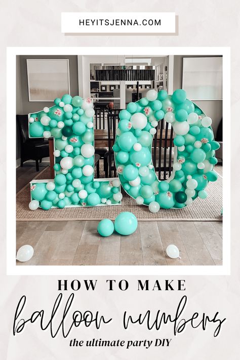 DIY: How to Make Balloon Numbers • hey, it's jenna Large Number Balloons, 40th Birthday Balloons, Balloon Numbers, Diy Birthday Backdrop, How To Make Balloon, 50 Balloons, Cricut Birthday, The Perfect Birthday, Perfect Birthday Party