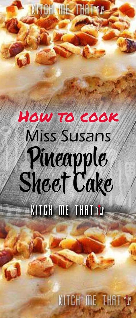 Miss Susans Pineapple Sheet Cake Crushed Pineapple Recipes, Pineapple Sheet Cake Recipe, Moist Pineapple Cake, Pineapple Sheet Cake, Recipes With Crushed Pineapple, Cinnamon Swirl Coffee Cake, Banana Pudding Cookies, Cake Pineapple, Sheet Cake Recipe