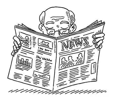 Reading Newspaper Illustration, Reading Newspaper Drawing, Old Man Reading Newspaper, Old Man Reading, Man Reading Newspaper, Newspaper Drawing, Newspaper Illustration, Man Reading, Reading Newspaper