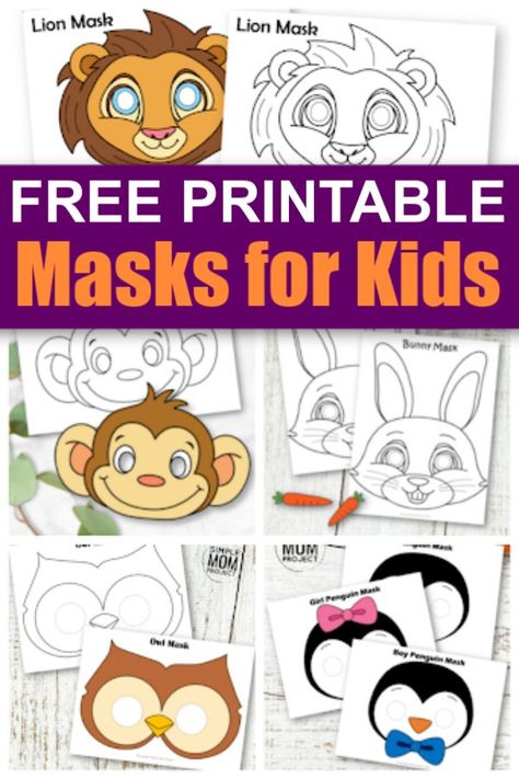 Looking for a boredom busting activity to do with your kids? Click to find easy DIY animal face mask craft templates. From Lions to unicorn masks, there's an animal ready to come to life! Perfect for kids of all ages including preschoolers, toddlers and kindergartners! #animalmasks #animalmaskcraft #animalmasktemplates Free Printable Animal Masks, Animal Masks Craft, Animal Mask Templates, Simple Mom Project, Printable Animal Masks, Animal Masks For Kids, Masks For Kids, Animal Face Mask, Printable Masks