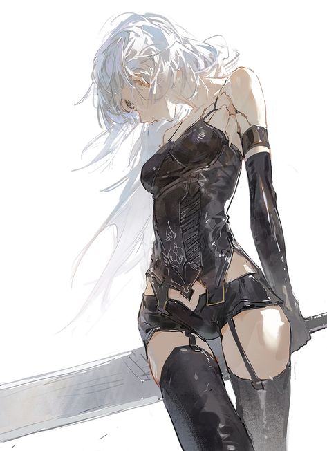 Nier Automata A2, A2 Nier, 2b Nier Autómata, Nier Automata, 영감을 주는 캐릭터, A Drawing, Art Reference Photos, Pretty Art, Anime Character Design