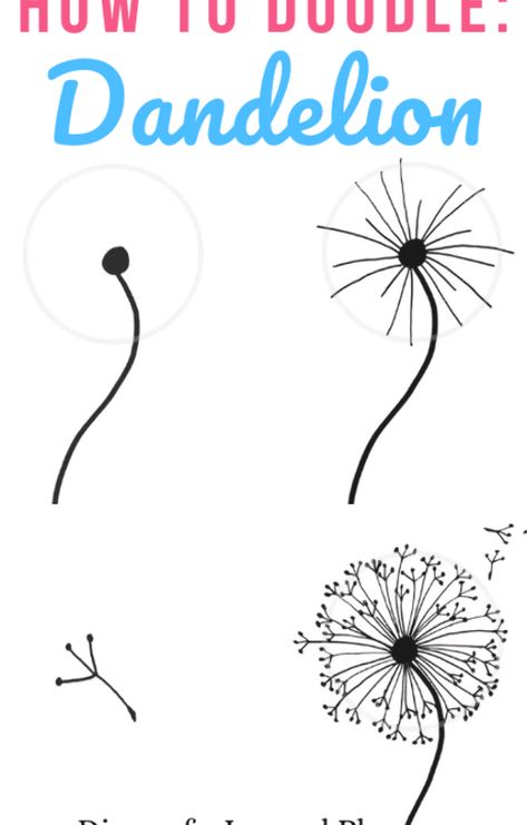 Dandelion Tutorial, Dandelion Doodle, Draw A Dandelion, Ako Kresliť, Dandelion Drawing, How To Doodle, Doodle A, Bujo Doodles, Drawing Step By Step