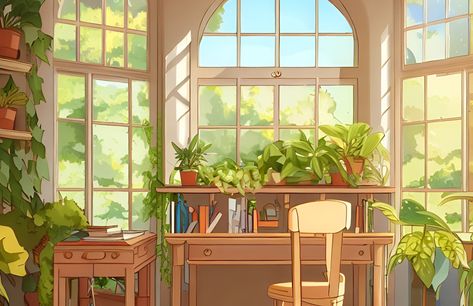 Lofi Illustration Wallpaper Desktop, Ghibli Landscape Wallpaper Desktop, Wall Galary, Lofi Background Desktop, Cozy Desktop Wallpaper, Ghibli Study, Room Digital Art, Homescreen Design, Notion Aesthetic