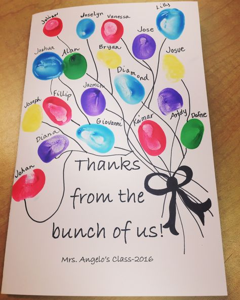 Thumbprint Art Ideas, Thumb Painting, Fingerprint Cards, Thumbprint Art, Thank You Cards From Kids, School Kids Crafts, Farewell Cards, Appreciation Ideas, Classroom Art Projects