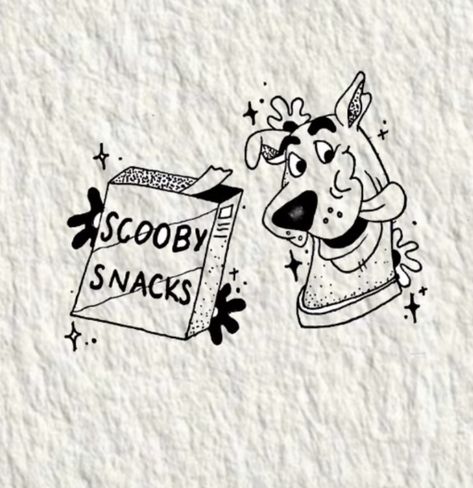 Mini Scooby Doo Tattoo, Old Cartoon Tattoo Ideas, Scooby Doo Line Art, Scooby Doo Tattoo Ideas Design, Cute Scooby Doo Tattoo, Scooby Snack Tattoo, Old Friends Tattoo, Scooby Doo Matching Tattoos, Scooby Snacks Tattoo